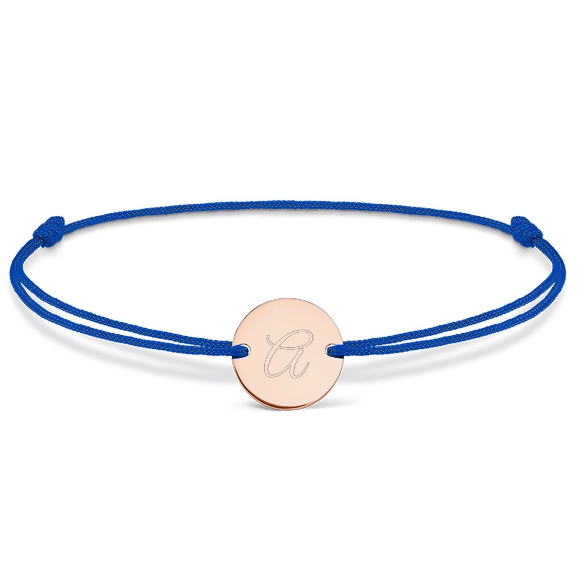 Gepersonaliseerde armband met koord - muntje 10 mm - 925 zilver - model met initiaal 3