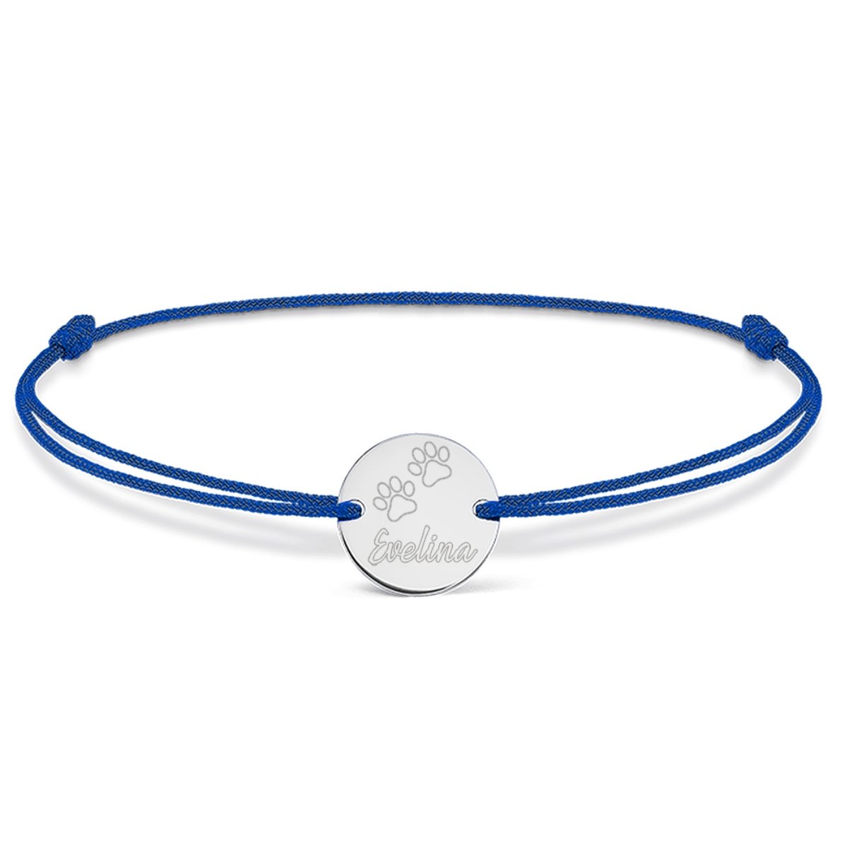 Bracelet à cordon personnalisé - pendentif de 14 mm - argent 925 - modèle « patte de chat »