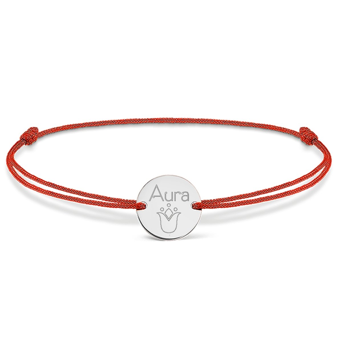 Bracelet à cordon personnalisé - pendentif de 14 mm - argent 925 - motif tulipe