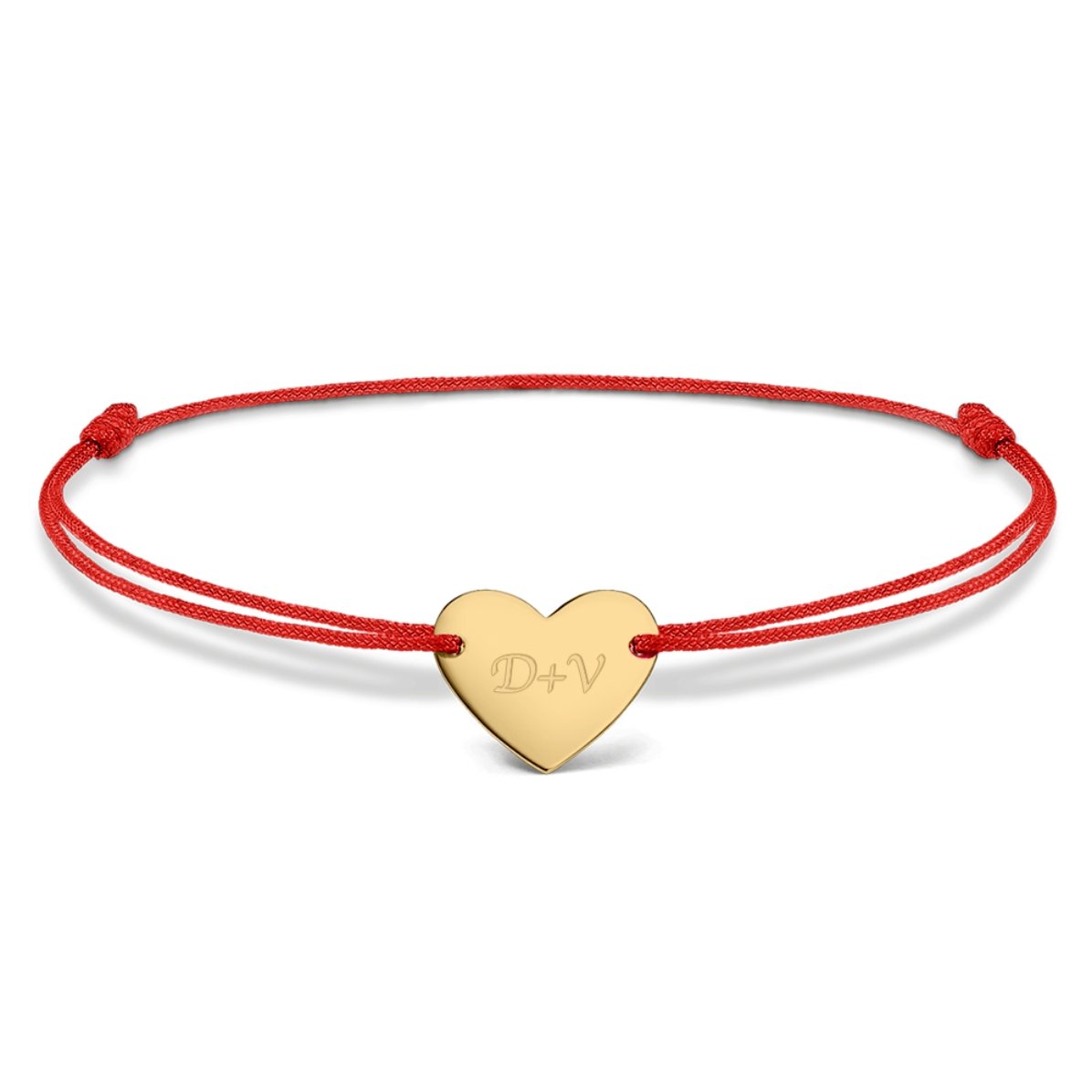 Gepersonaliseerde armband met koord – hartje 12x10 mm – 925 zilver – ‘Jij en ik’, model 3