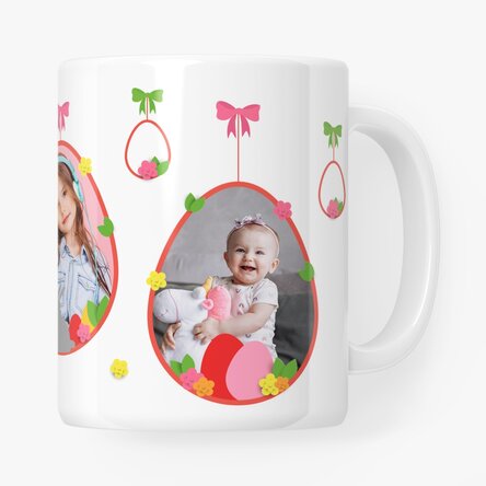 Gepersonaliseerde mok met 2 foto's en tekst - Happy Easter