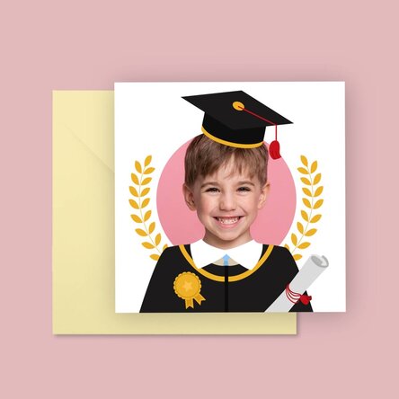 Gepersonaliseerde vierkante kaart met een foto - Afstuderen
