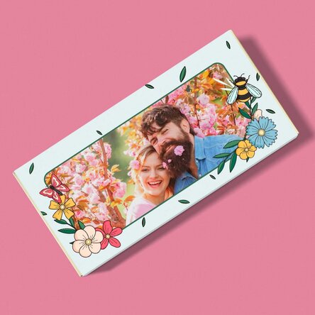 Chocolade met foto en tekst naar keuze - Lentebloemen
