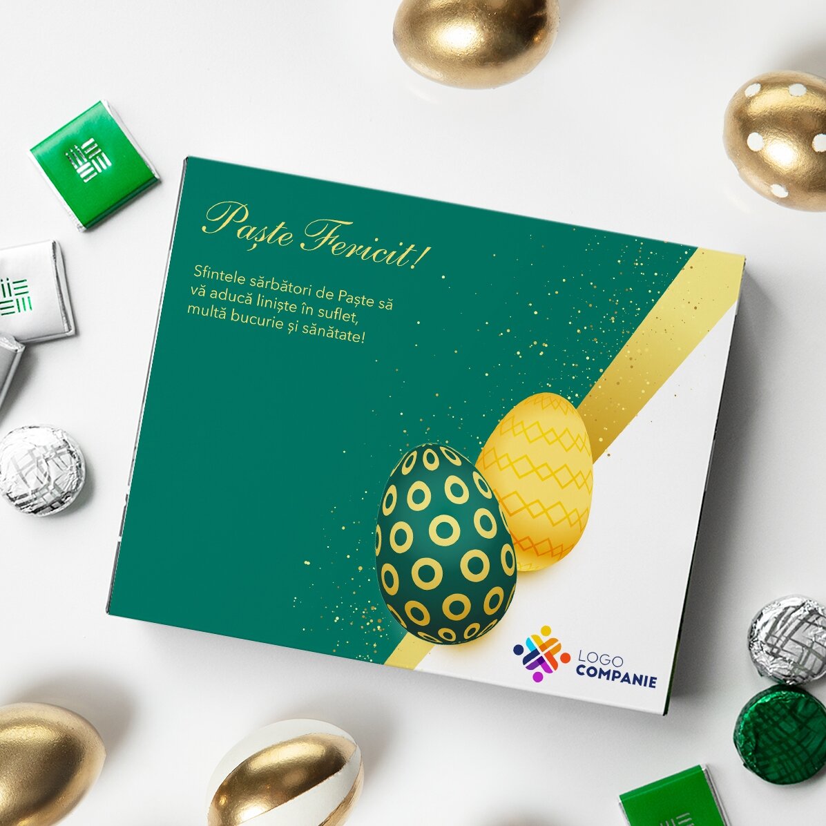 Boîte de bonbons personnalisée avec logo et message - Pâques