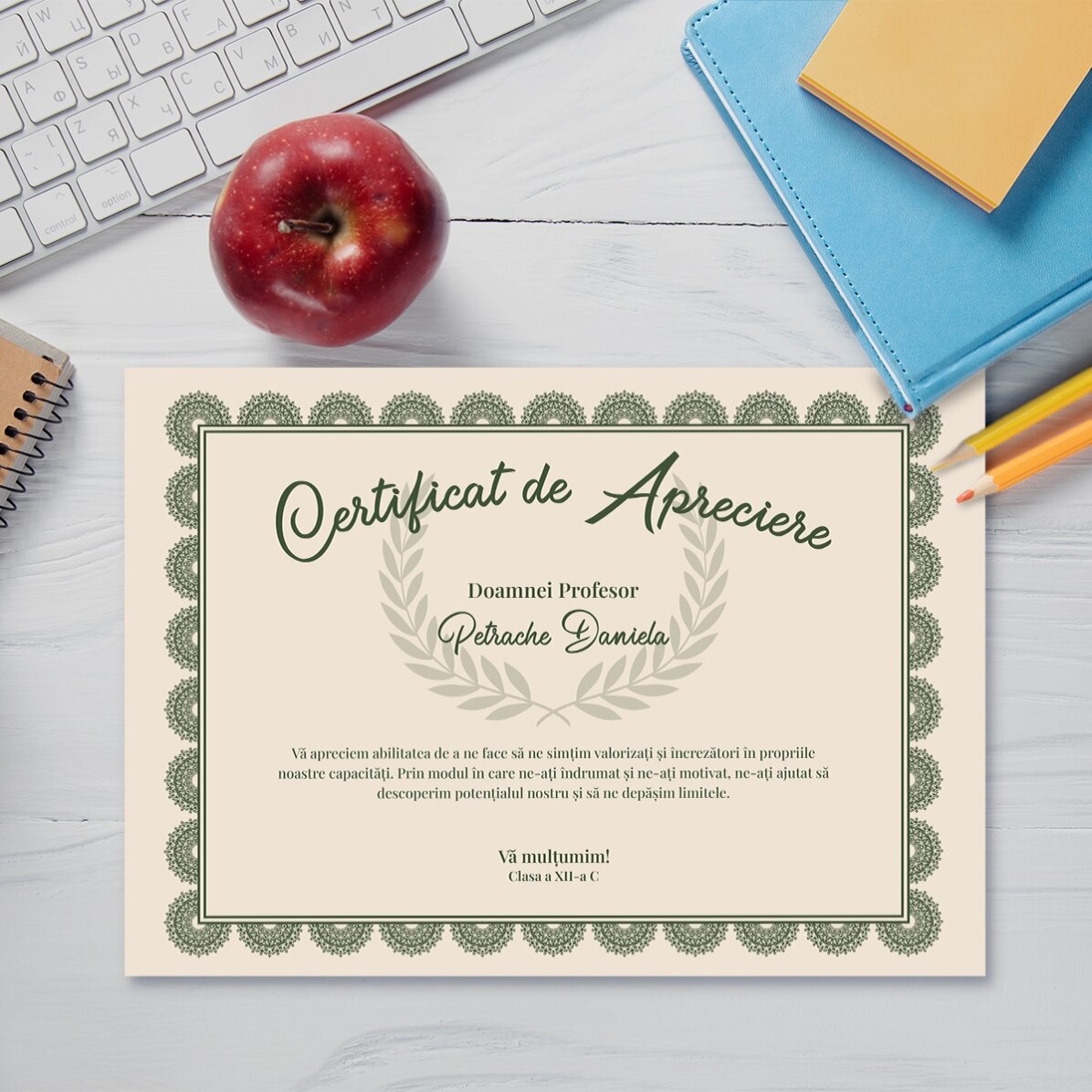 Diploma met gepersonaliseerde tekst - Erkenningcertificaat