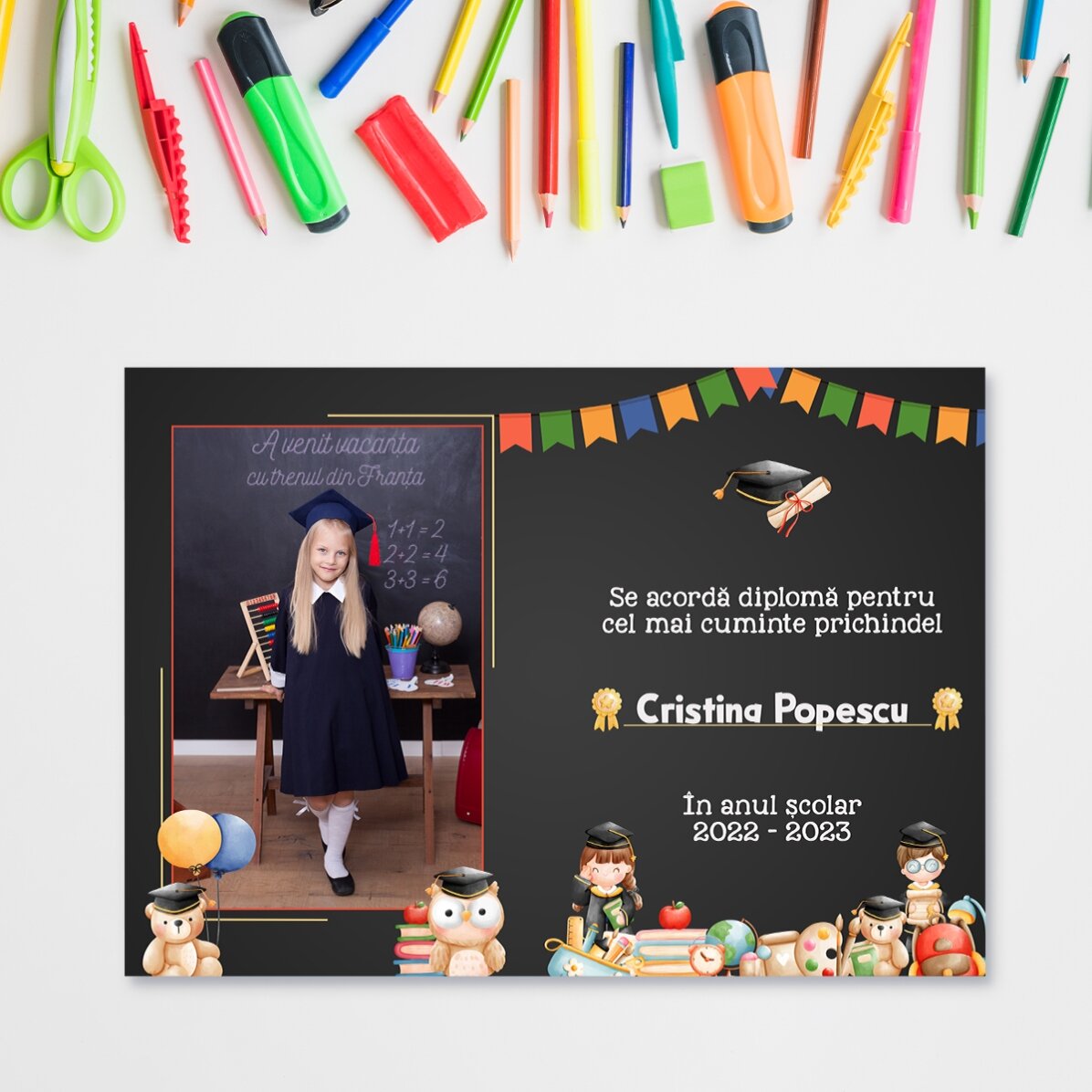 Gepersonaliseerd diploma met foto en tekst – Voor schoolkinderen