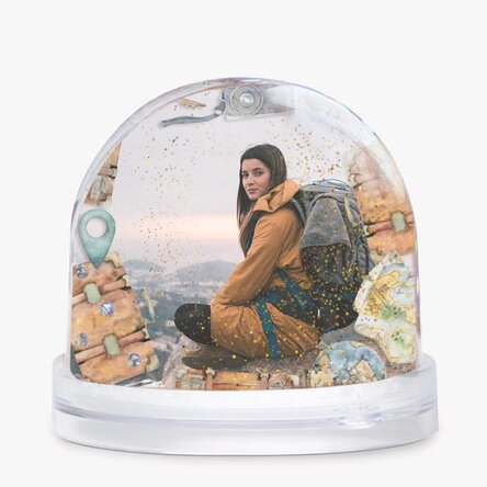 Gepersonaliseerde bureau-globe met foto en tekst - World explorer