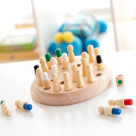 Houten schaak-geheugenspel