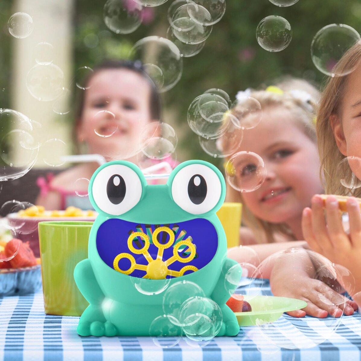 Jouet en forme de grenouille avec diffuseur de ballons