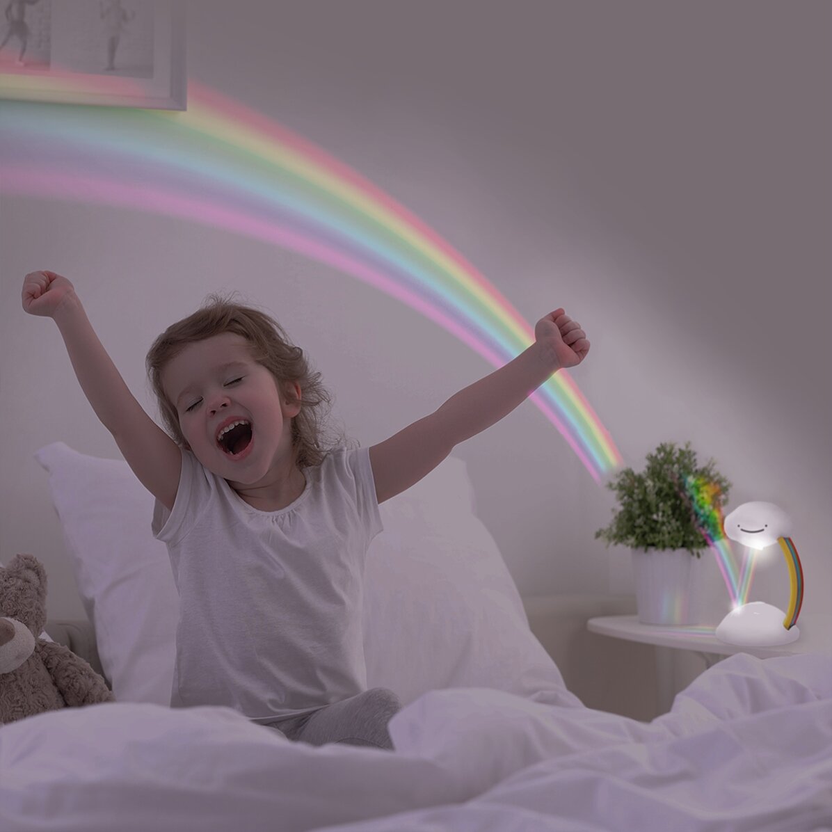 De nachtlamp met projector ‘Regenboog’