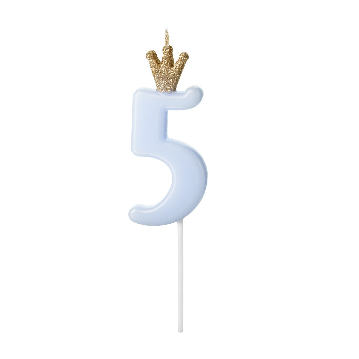 Bougies pour gâteau - Chiffre bleu avec une couronne, 9,5 cm