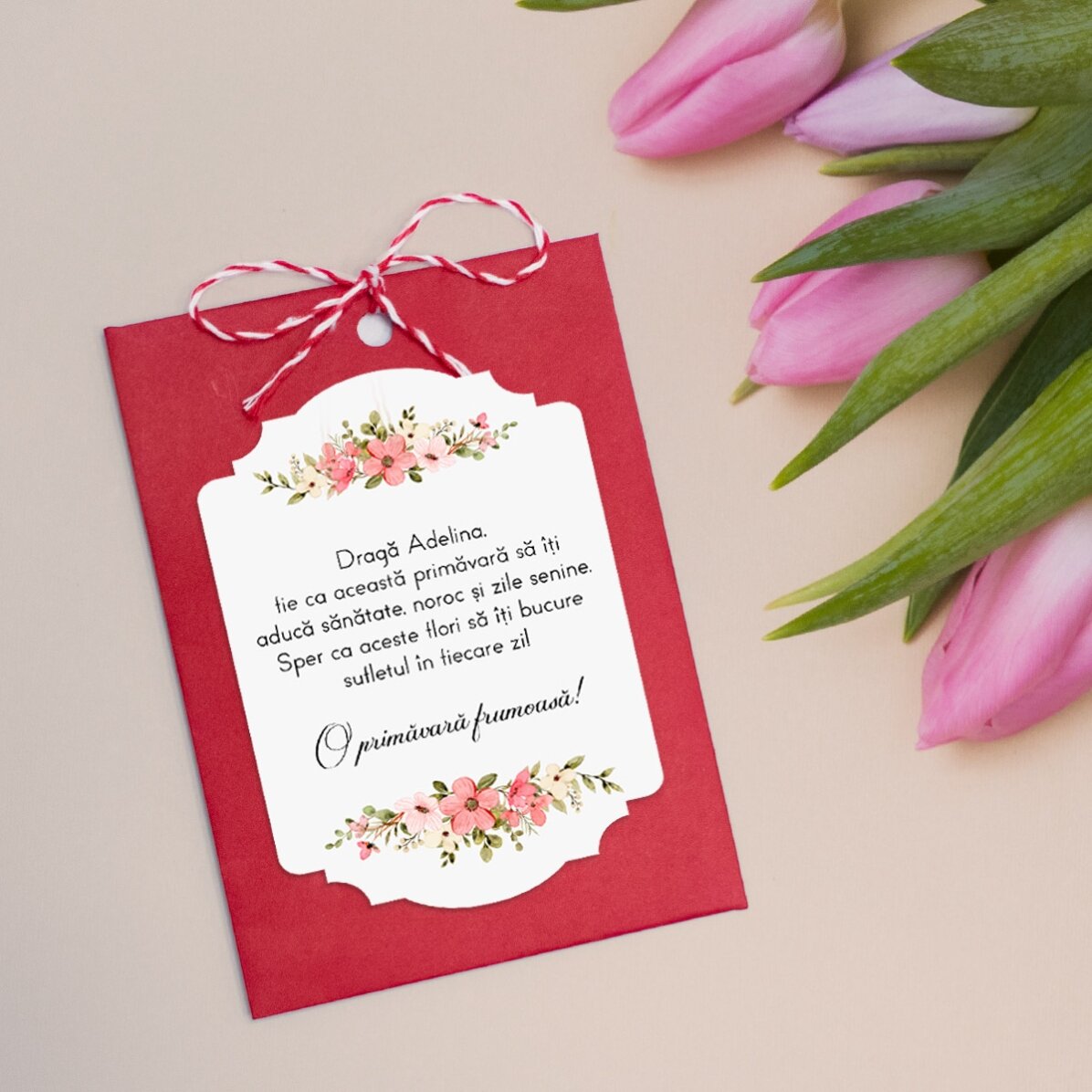 Martisor à planter, personnalisé avec un texte