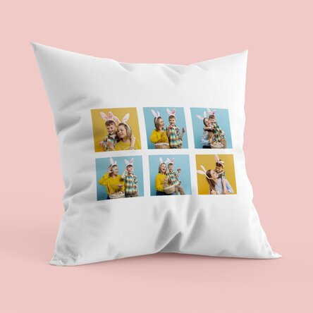 Gepersonaliseerd kussen met zes foto's