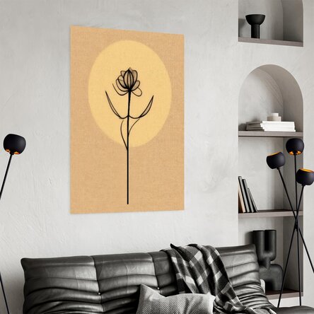 Poster met minimalistische bloem in lijntekening