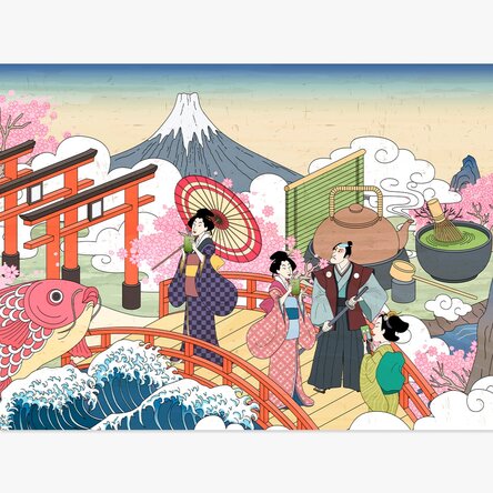 Poster met Japanse retro-illustratie
