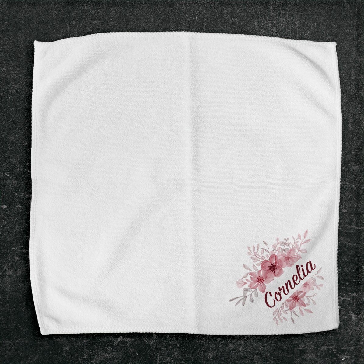 Handdoek met naam - Bloemenkader