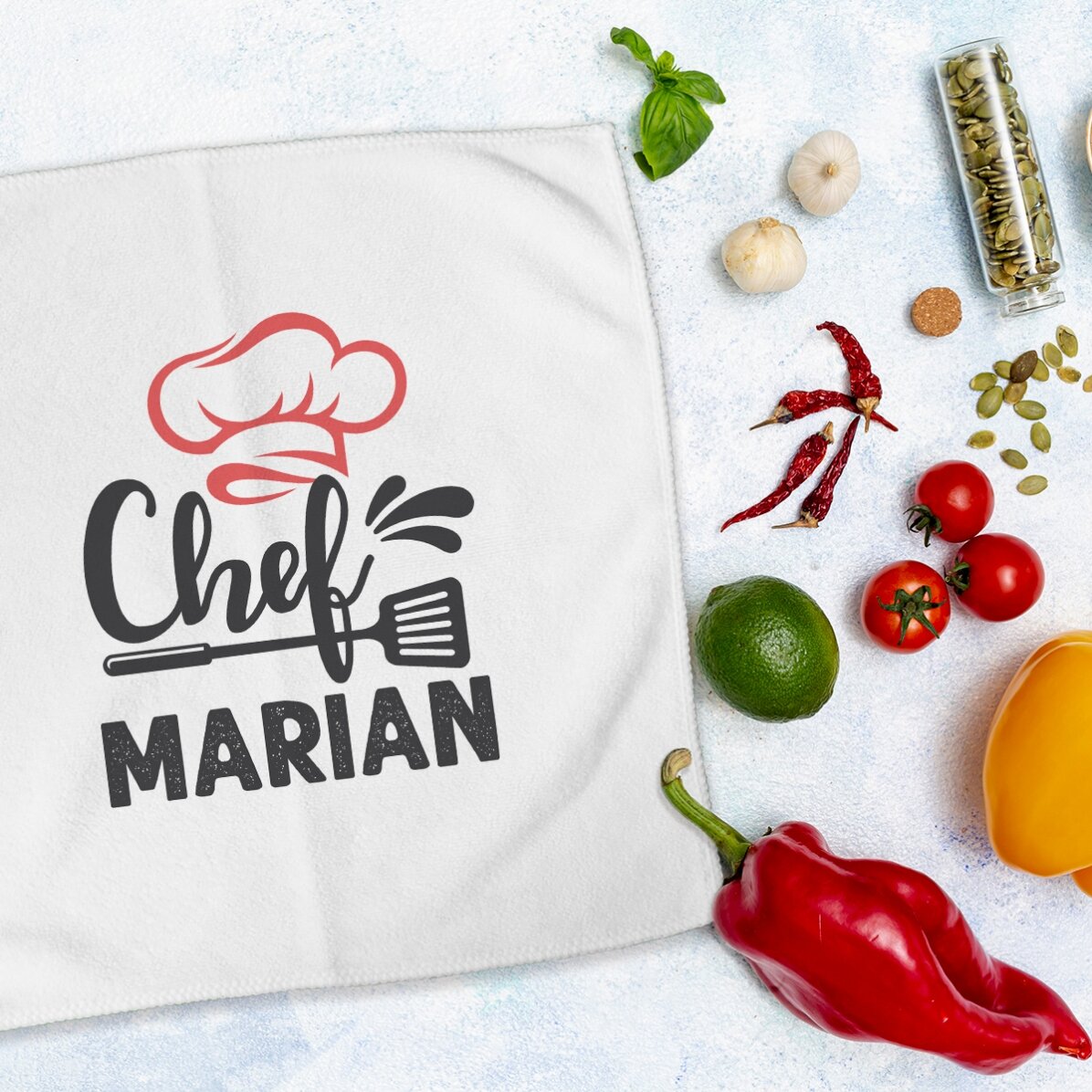Gepersonaliseerde handdoek met tekst - Chef in de keuken