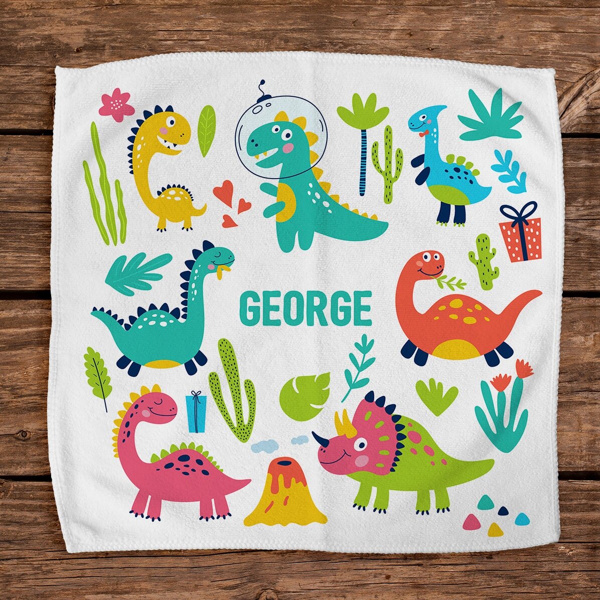 Gepersonaliseerde handdoek met tekst voor kinderen - Dinosaurussen