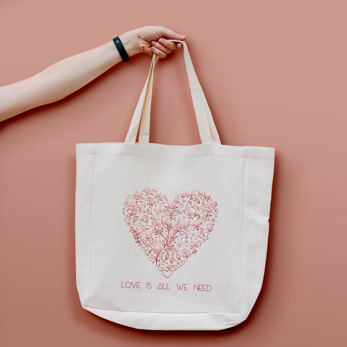 Gepersonaliseerde tas met tekst - Love is all we need