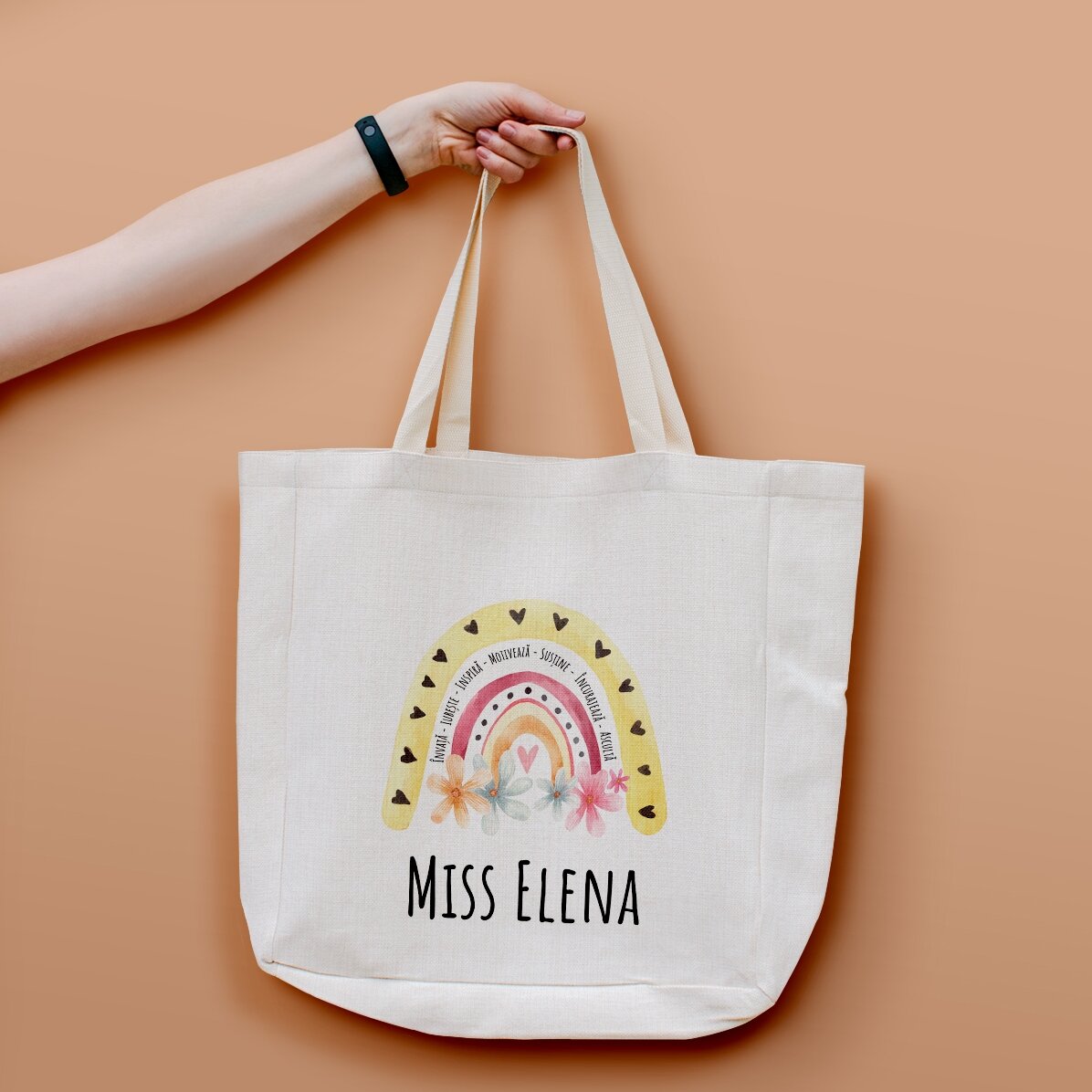 Gepersonaliseerde tas met naam voor lerares