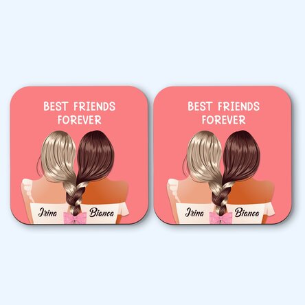 Lot de 2 sous-verres personnalisés avec le texte « Best friends »