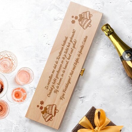 Gepersonaliseerde doos mousserende wijn met kerstboodschap