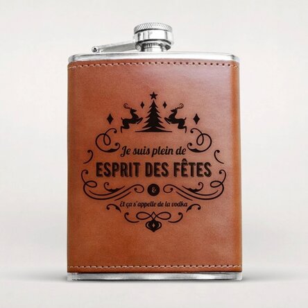 Flacon de poche personnalisé recouvert de cuir - Holiday Spirit