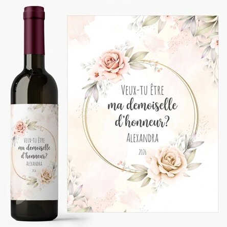 Vin personnalisé avec inscription - « Will you be my bridesmaid ? »