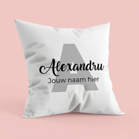 Gepersonaliseerd kussen met tekst - Initiaal