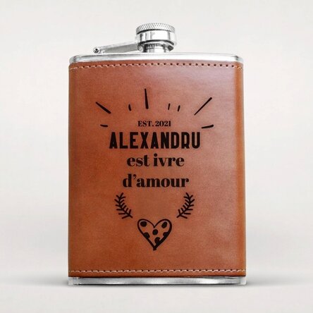 Flacon de poche personnalisé recouvert de cuir - Drunk in love