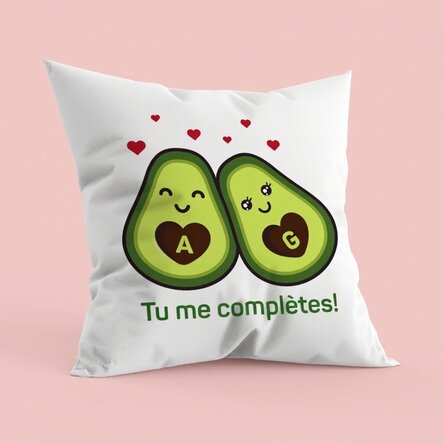 Coussin personnalisé avec inscription - Avocado love