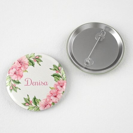 Gepersonaliseerde button met jouw naam - Flowers