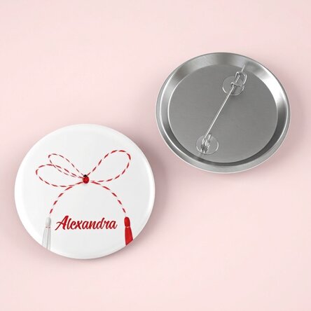 Een gepersonaliseerde button met jouw naam