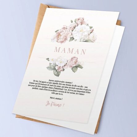 Carte de vœux personnalisée avec texte - Merci, maman !