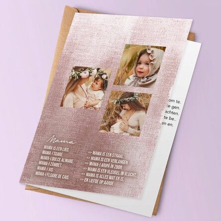 Gepersonaliseerde wenskaart met 3 foto's en tekst - Tandra fiinta