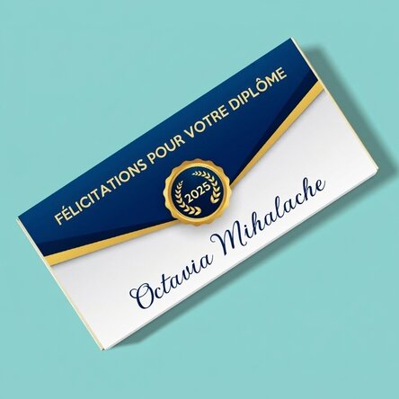 Chocolat personnalisé avec un message - Félicitations pour l'obtention du diplôme