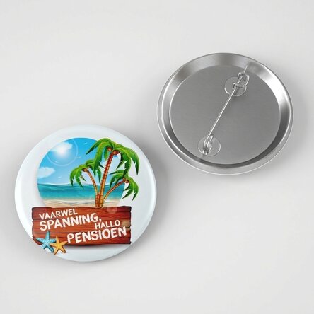 Gepersonaliseerde button met tekst - Goodbye, hello