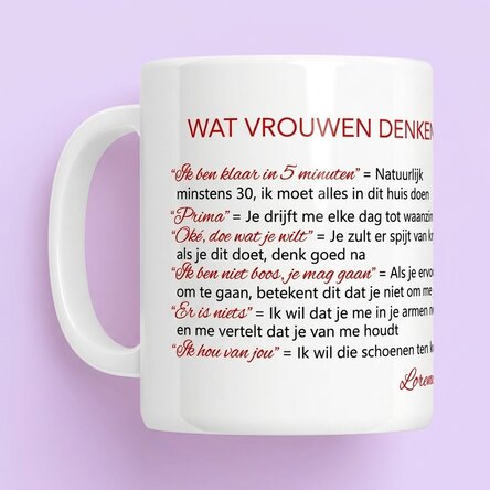 Mok met persoonlijke tekst - Wat vrouwen denken