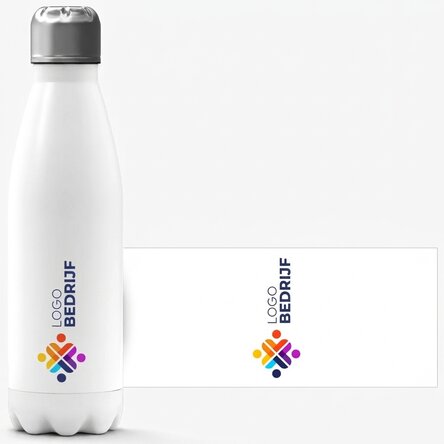 Gepersonaliseerde thermosfles met witte bodem en logo