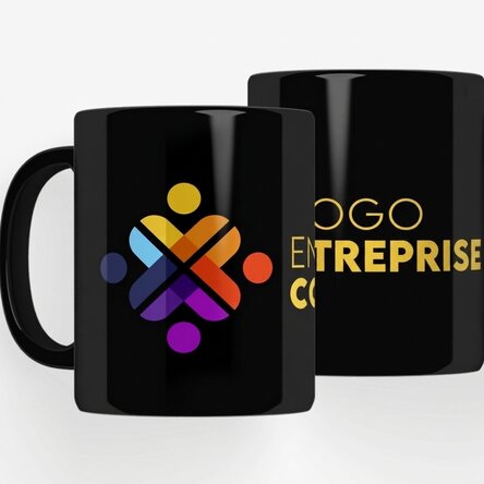 Tasse personnalisée avec logo sur fond noir