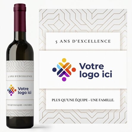 Vin personnalisé avec logo et texte - Anniversaire de la marque