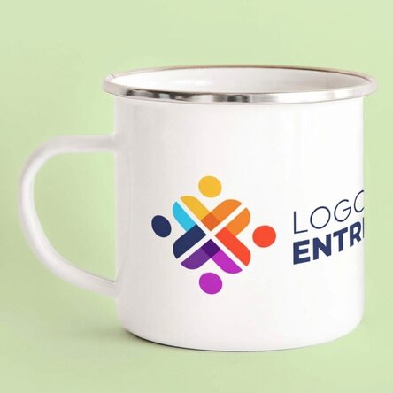 Tasse métallique émaillée personnalisée avec logo