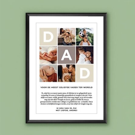Gepersonaliseerd schilderij met tekst en 6 foto's - DAD