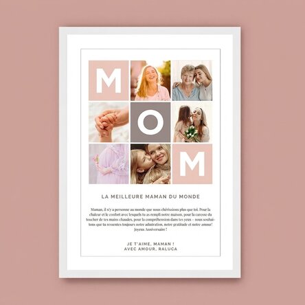 Tableau personnalisé avec un texte et 6 photos - MOM