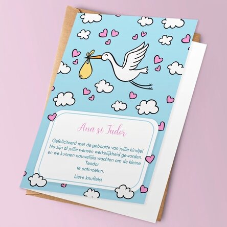 Gepersonaliseerde wenskaart met tekst - New Baby