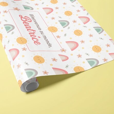 Papier d'emballage cadeau personnalisé avec un texte - Baby girl