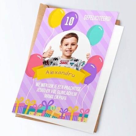 Gepersonaliseerde wenskaart met foto's en tekst - Happy Birthday, Kids!