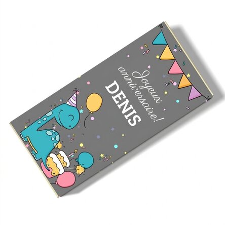 Chocolat personnalisé avec un message pour les enfants - Happy Dino