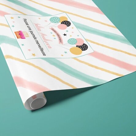 Papier d'emballage cadeau personnalisé avec texte - Enfants