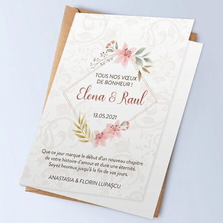 Carte de vœux personnalisée avec texte - Maison en pierre
